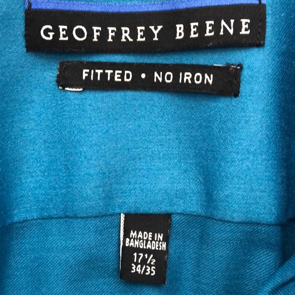 Geoffrey Beene Teal Fitted Button Down Shirt - Picture 7 of 7